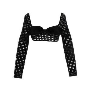 Giambattista Valli Women's Cropped Macramé Bow Top